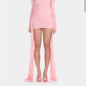 Pink Long Sleeve Mini Dress